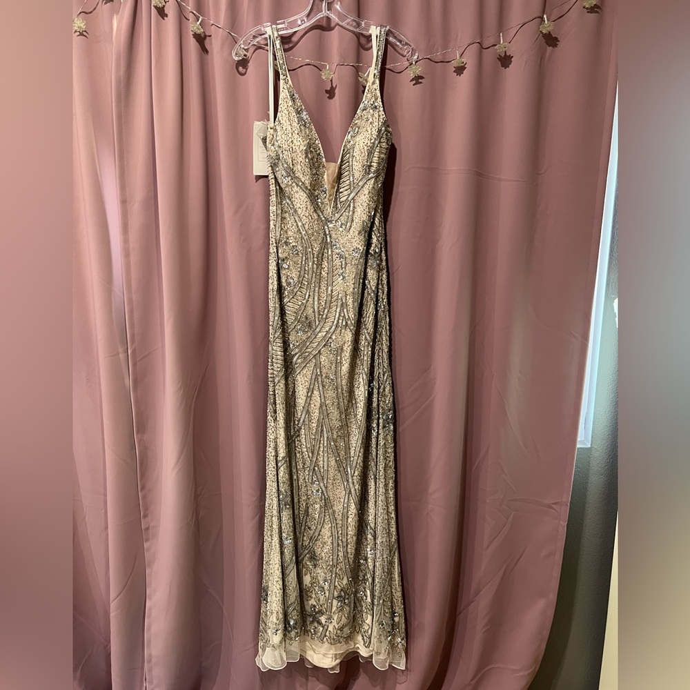 Mac Duggal Formal Beaded Plunge Gown